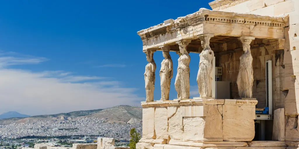 The porch of the Erechtheion in Acropolis at Athens.