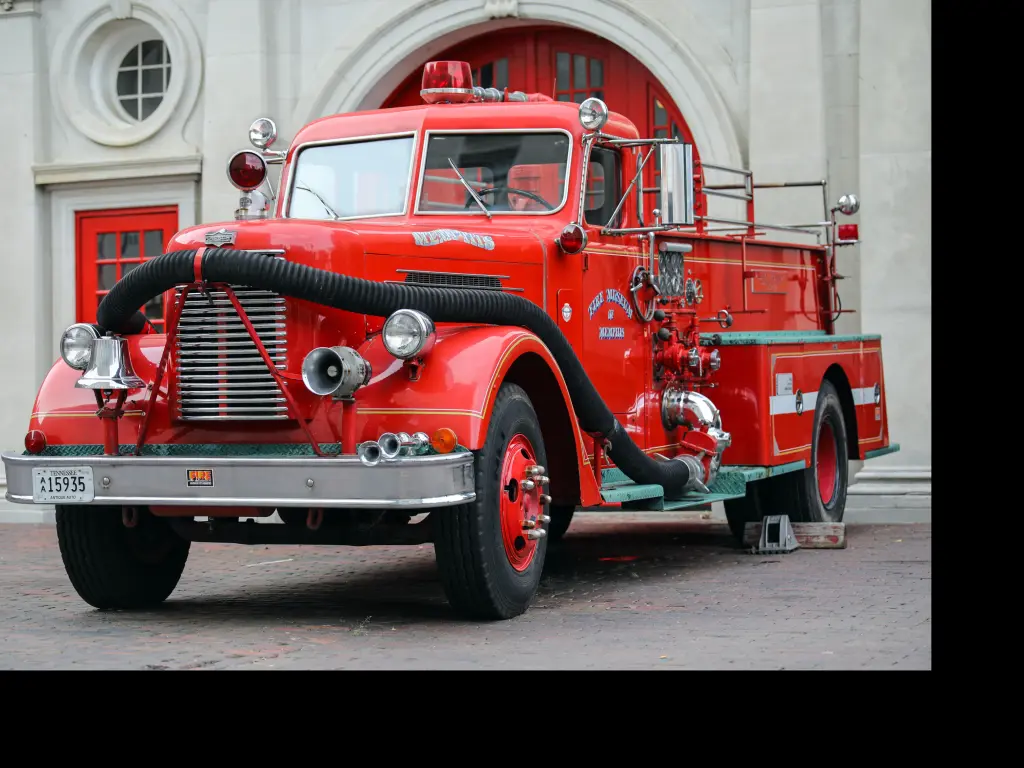 Old fire truck outside the Memphis Fire Museum