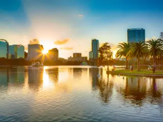 Sunset over Orlando skyline
