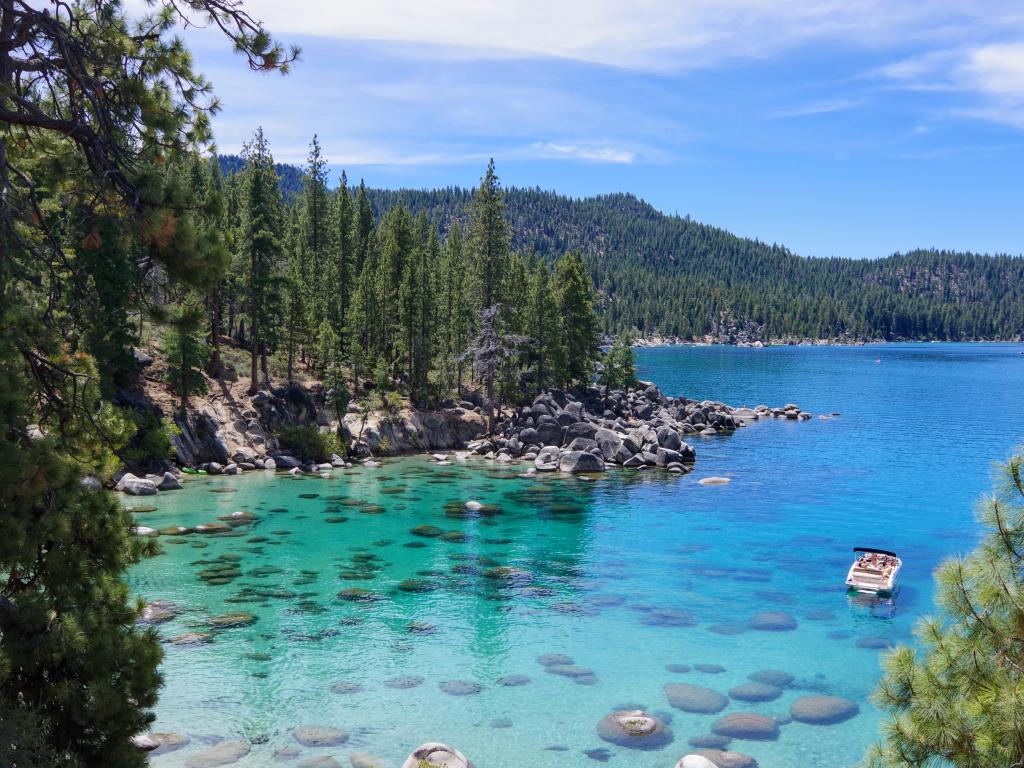 Beautiful view on a sunny day across Lake Tahoe