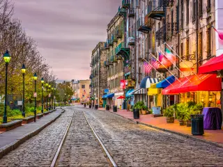 Savannah, Georgia, USA bars and restaurants on River Street