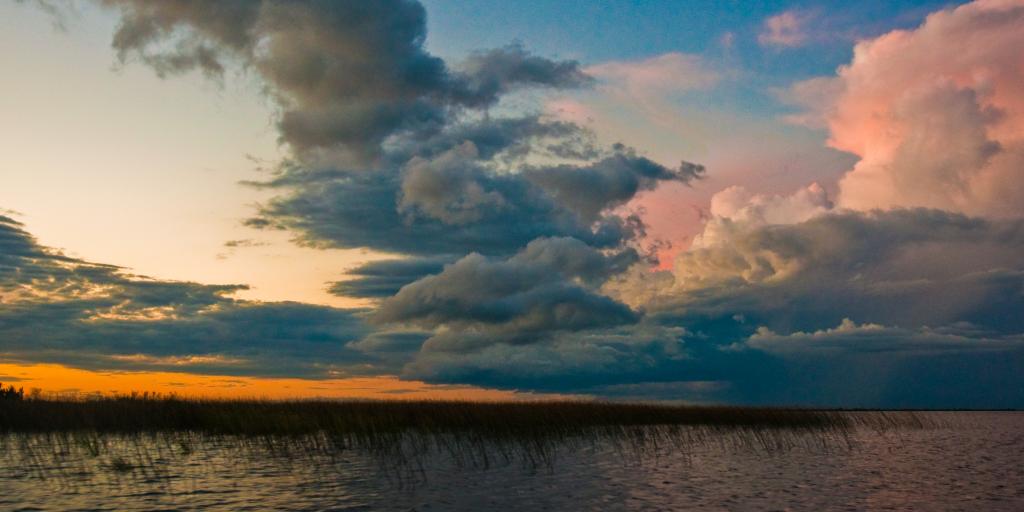 Sunset over the river in Corrientes, Argentina