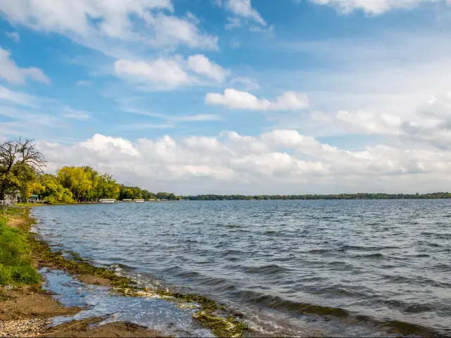 Alexandria, Minnesota, USA with an overlooking landscape view of the many lakes on a clear day. 