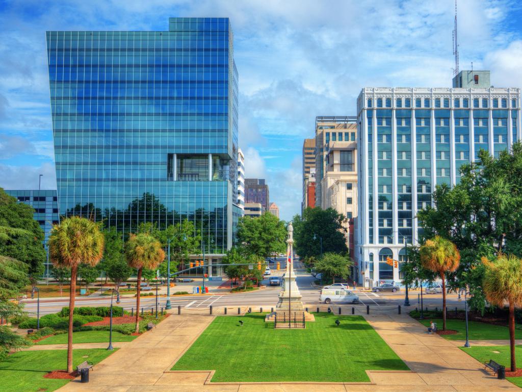 Skyline of downtown Columbia, South Carolina on Main Sreet.