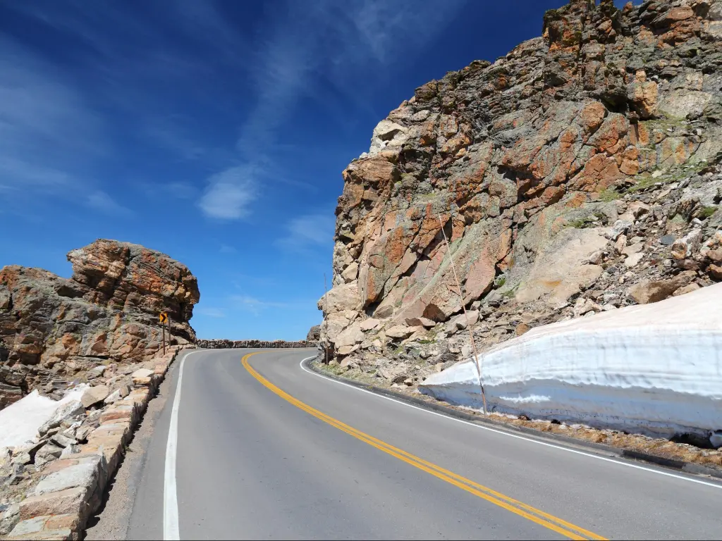 Rocky Mountain National Park in Colorado, USA. Winding mountain road - Trail Ridge Road.