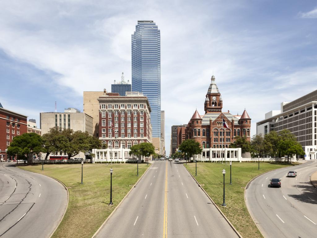 Roads through Dealey Plaza in the city of Dallas. Texas