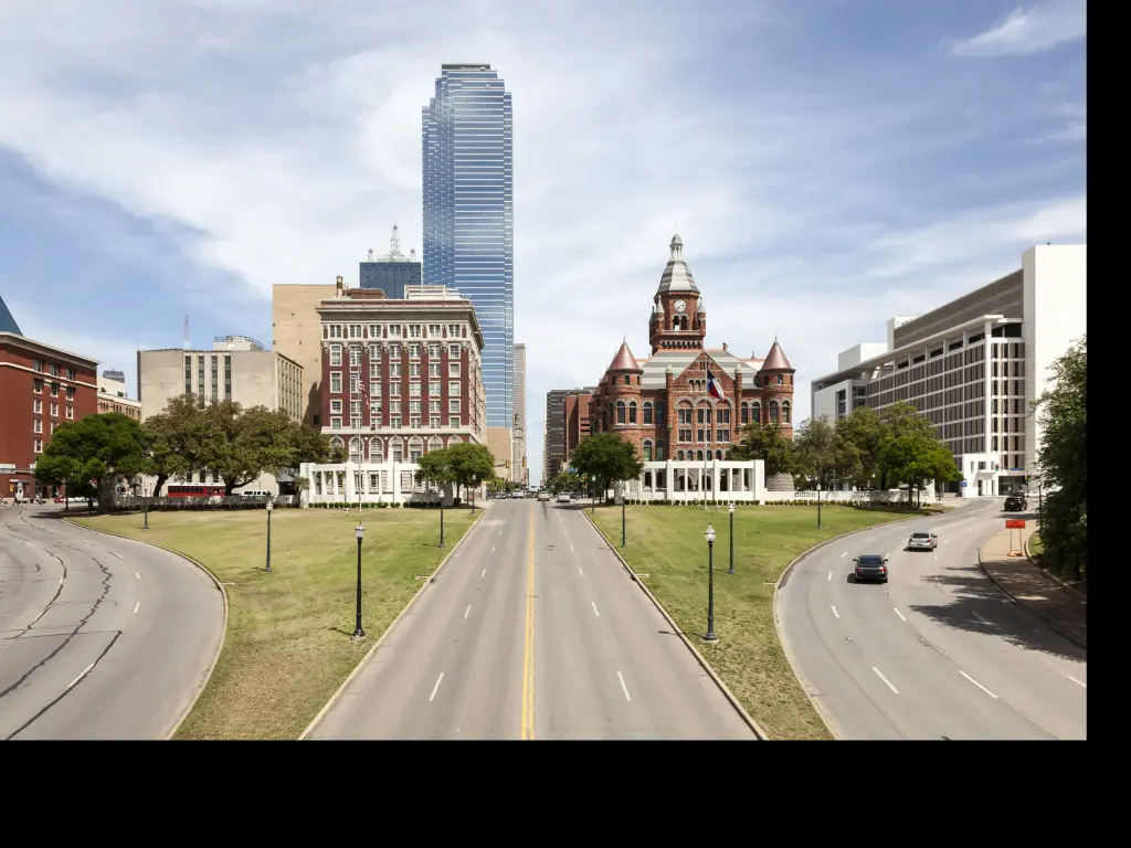 Roads through Dealey Plaza in the city of Dallas. Texas