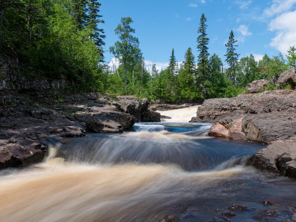 A long exposure of the Temperance River at Temperance River State Park on Minnesota's North Shore.