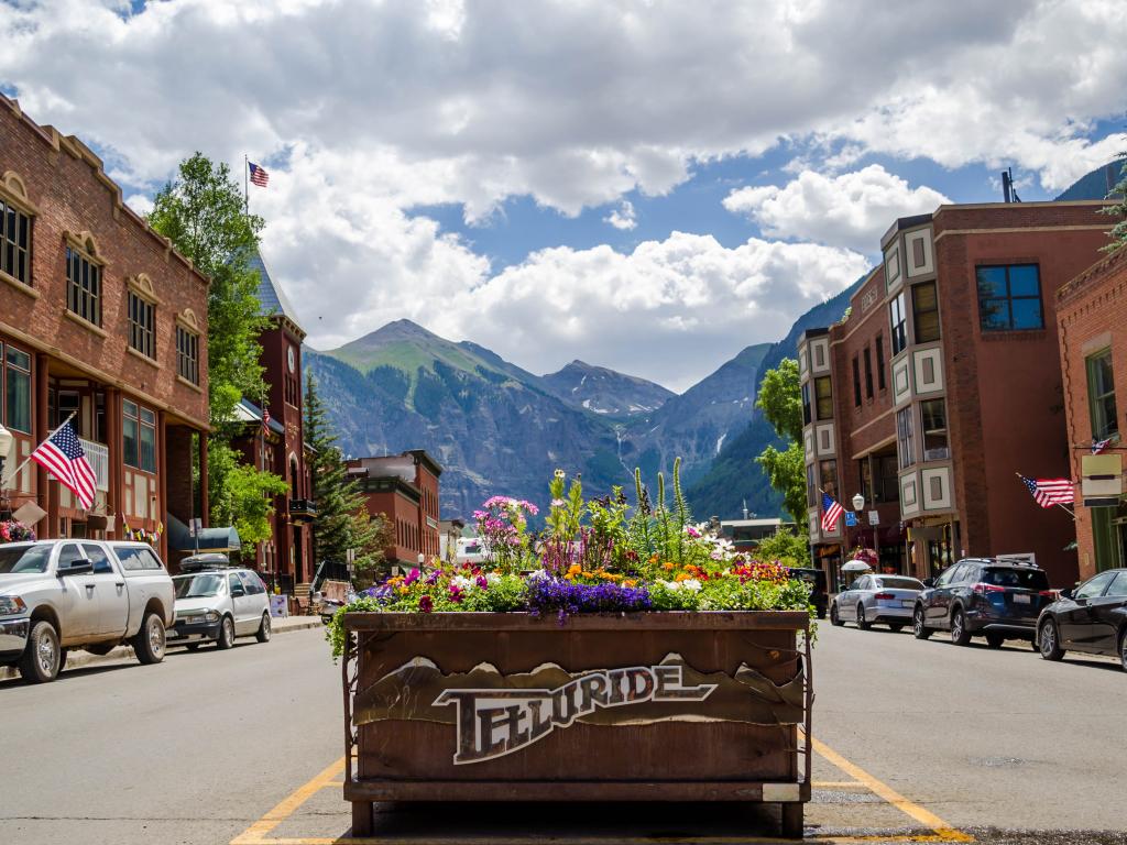 The pretty town of Telluride in Colorado's San Juan Mountains