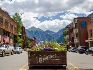 The pretty town of Telluride in Colorado's San Juan Mountains