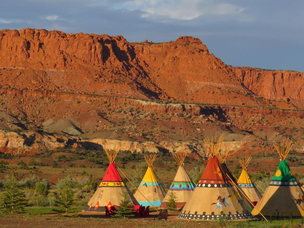 Capitol Reef National Park teepees at sunset