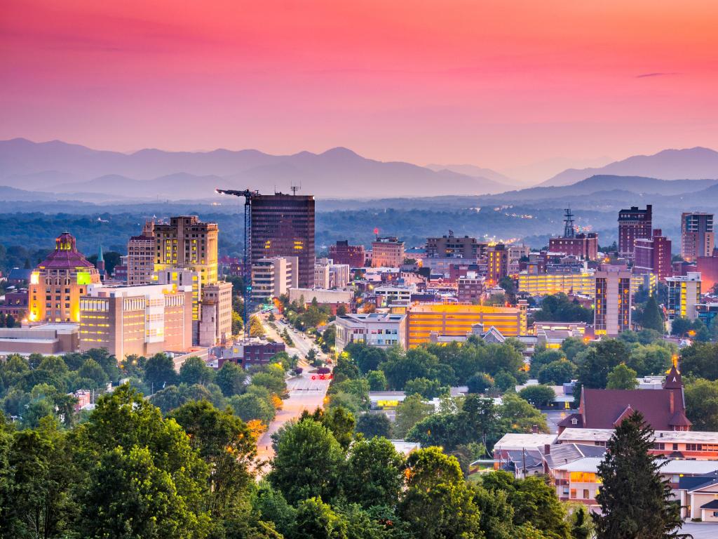 Asheville, North Carolina, USA at twilight
