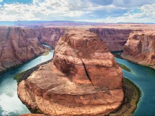 Panorama of Horseshoe Bend. Colorado river, Arizona, USA