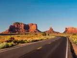 Empty scenic highway in Monument Valley, Arizona, USA
