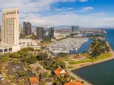 Beautiful aerial view of the San Diego downtown by the Pacific ocean