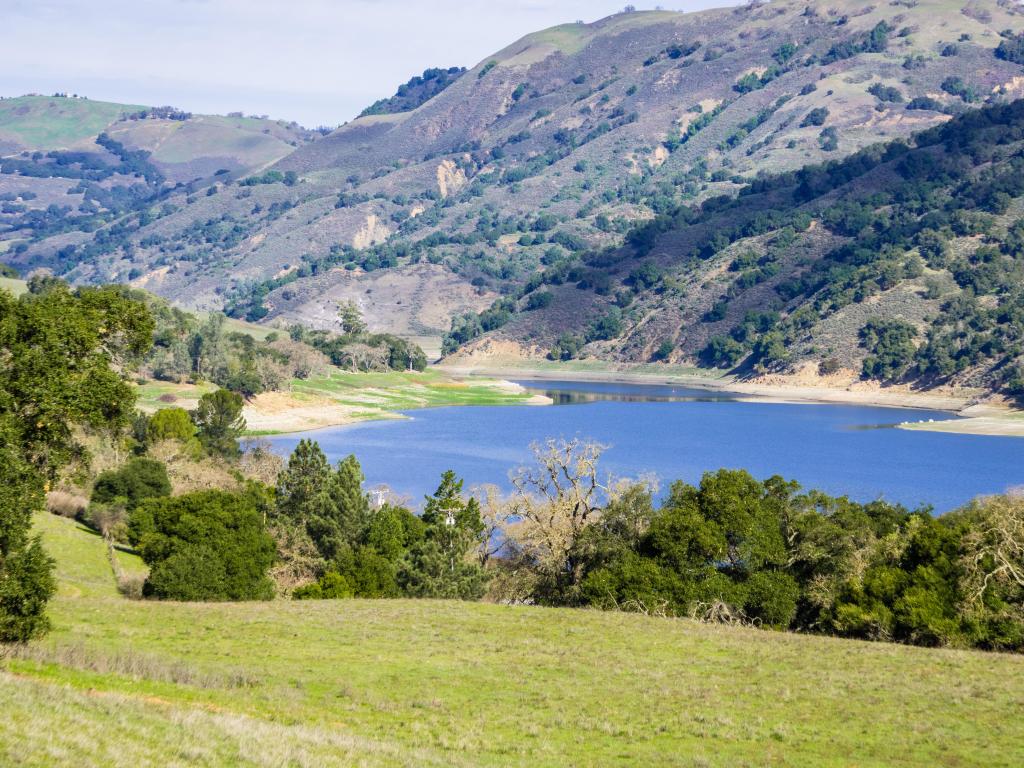 Coyote Lake, Coyote Lake Harvey Bear Ranch, with mountain peaks in the background