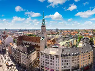 Panoramic aerial view of Munich, Germany in a beautiful summer day