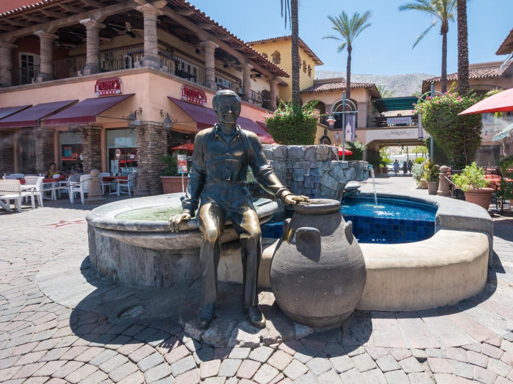Statue of former mayor Sonny Bono along the shops of Palm Canyon Drive, Palm Springs