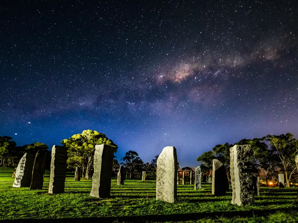 Australian Standing Stones with Milky Way in the background in Glen Innes