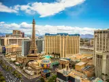 View over the Strip and its hotels and casinos on a sunny day