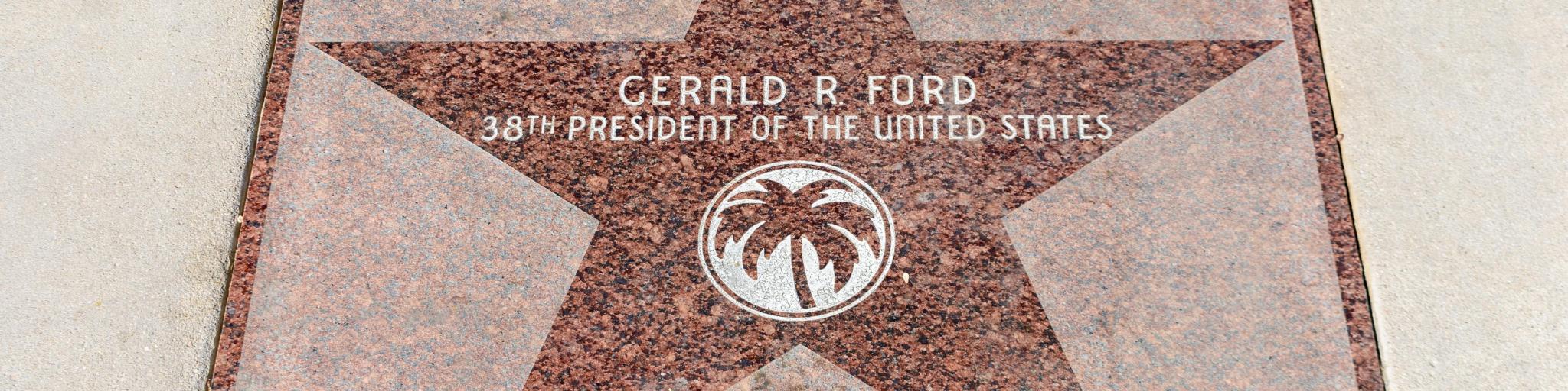 Star with inscription of president Ford at the Palm Springs Walks of Stars