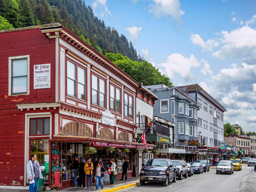 Colorful historic buildings in Juneau, Alaska 