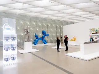 People looking at art work in The Broad, LA