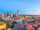 Oklahoma City, Oklahoma, USA downtown skyline at twilight.