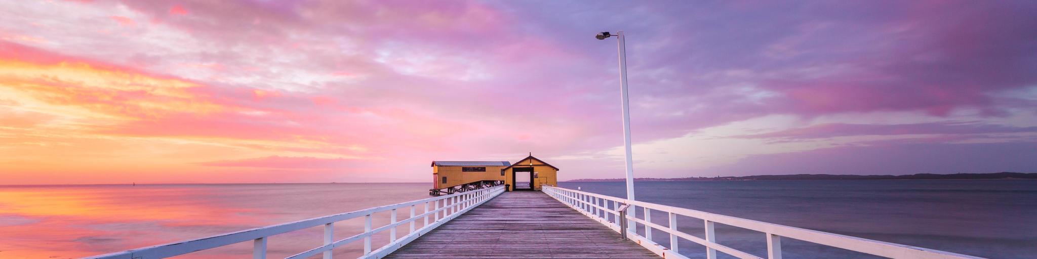 Beautiful Sunrise At Queenscliff Pier, Victoria, Australia.