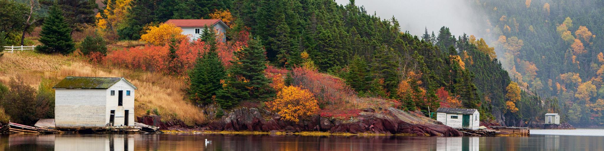 Tranquil autumn morning in Trinity Bay, Newfoundland and Labrador, Canada.