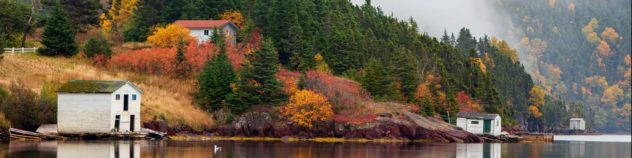 Tranquil autumn morning in Trinity Bay, Newfoundland and Labrador, Canada.
