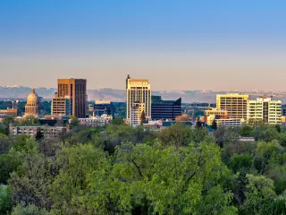 Morning first light on Boise Skyline in spring, Idaho