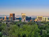 Morning first light on Boise Skyline in spring, Idaho