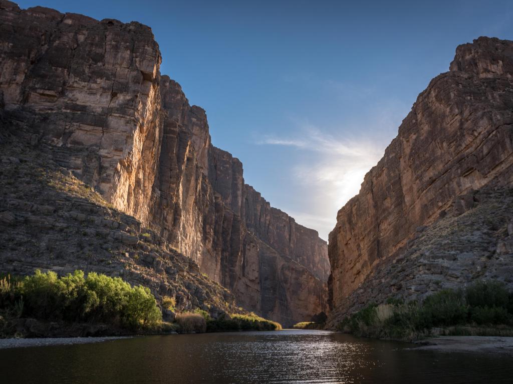 Santa Elena Canyon - Big Bend National Park during sunset.