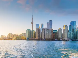 Downtown Toronto city skyline during sunset
