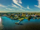 Aerial summer view of colonial Chestertown on the Chesapeake Bay in Maryland USA