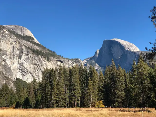View of Half Dome during Winter in Yosemite National Park near Curry Village