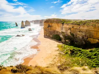 Melbourne, Australia with a view of the Twelve Apostles at Great Ocean Road.