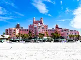  Panoramic view from the beach of The Don Cesar Hotel, white sand beach in the foreground