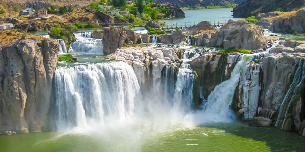 Aerial view of the spectacular Shoshone Falls in Twin Falls, Idaho