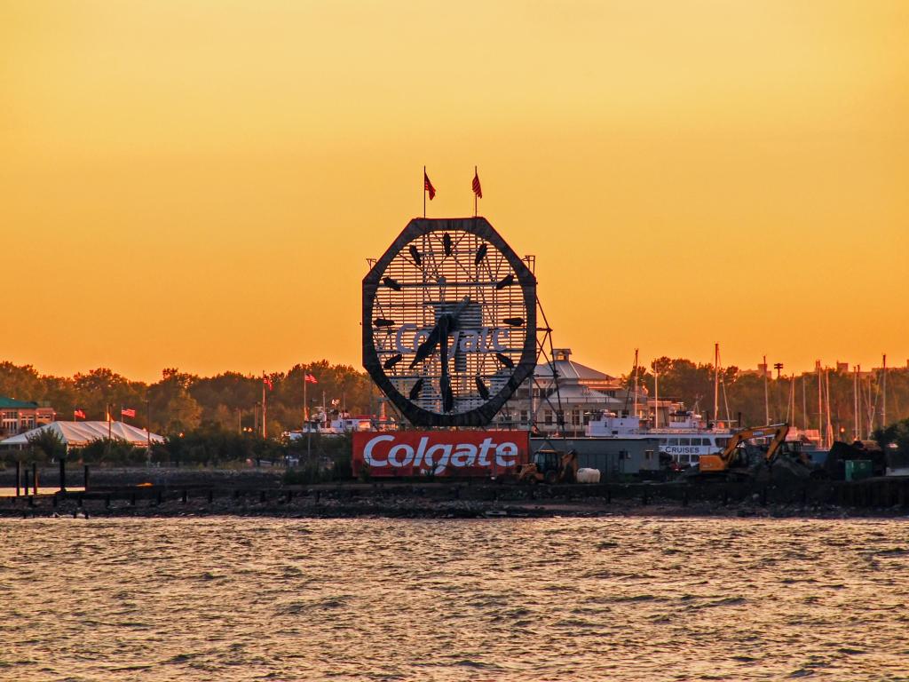 Colgate Clock in Jersey City NJ at sunset