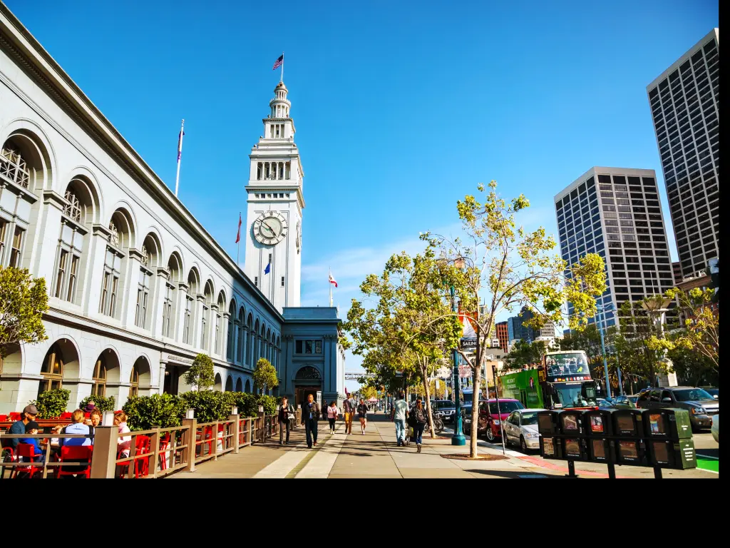 San Francisco's Ferry building built in 1898 with a 245-foot tall clock tower