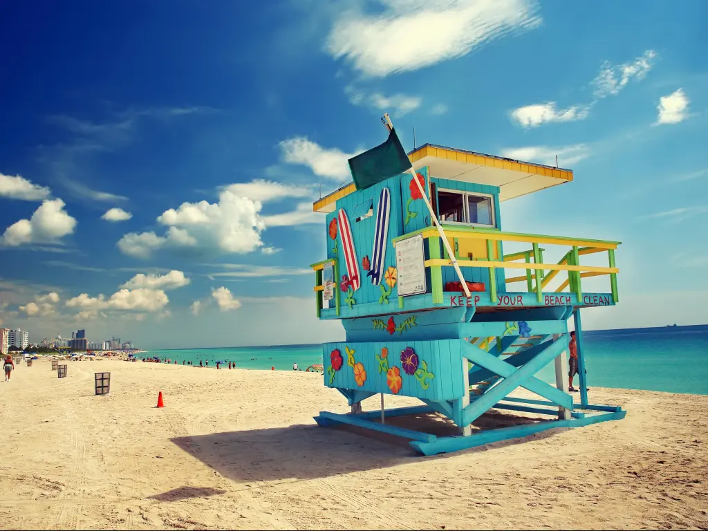 South Beach in Miami Florida on a sunny day.