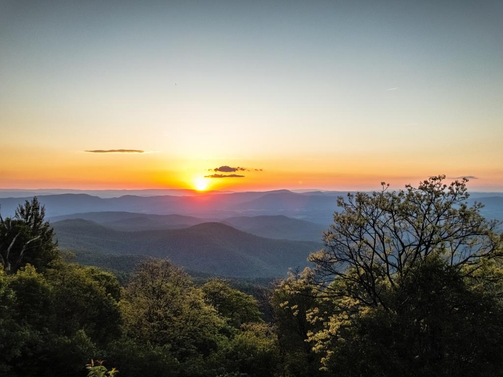 Sunset in the Appalachian Mountains in Virginia in George Washington and Jefferson National Forest