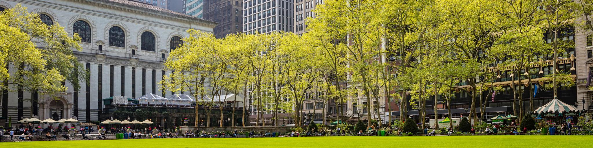 View of Bryant Park, New York without people