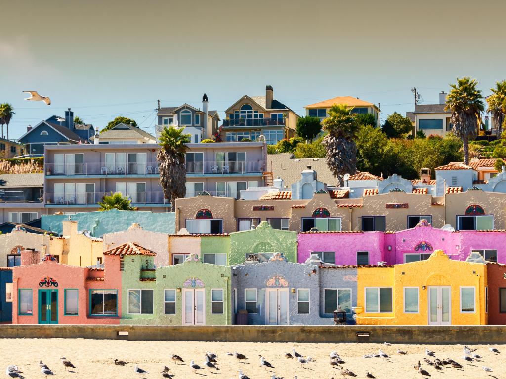 Colorful houses by the sea at Capitola, near Santa Cruz, California