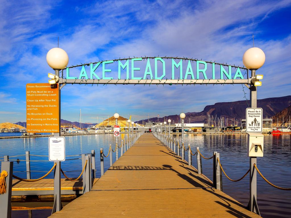 Entrance to Lake Mead Marina of Lake Mead National Recreation Area.