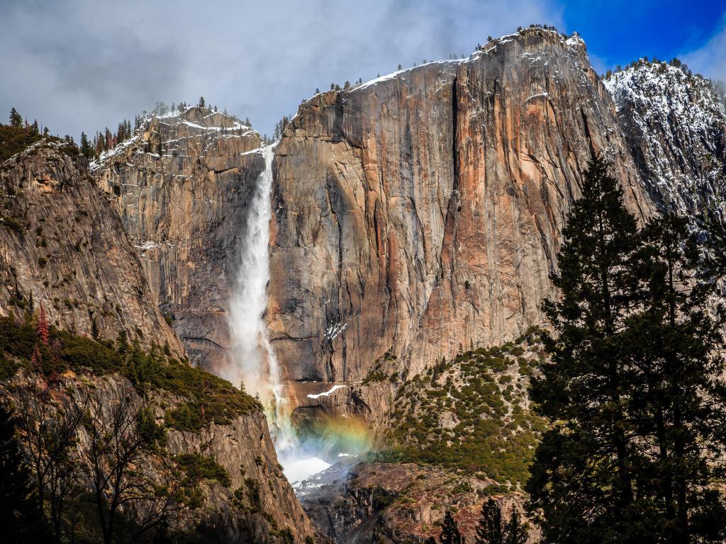 Snow & Rainbows on Yosemite Falls, Yosemite National Park, California