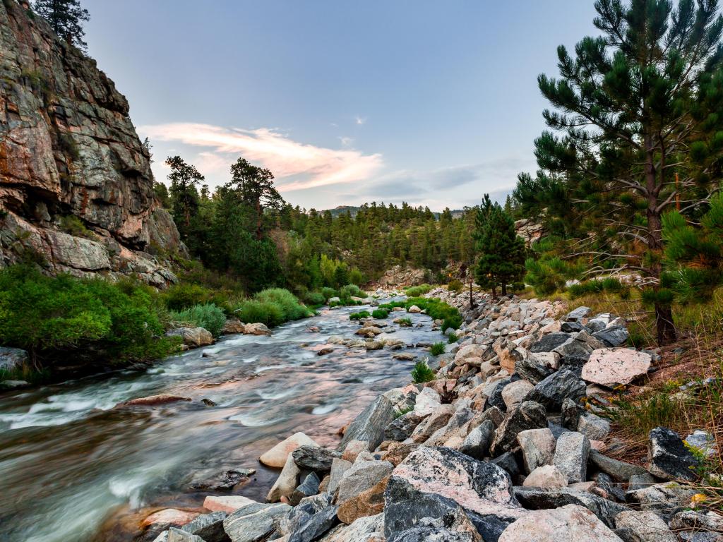 Big Thompson river landscape in the Roosevelt National Forest in Colorado