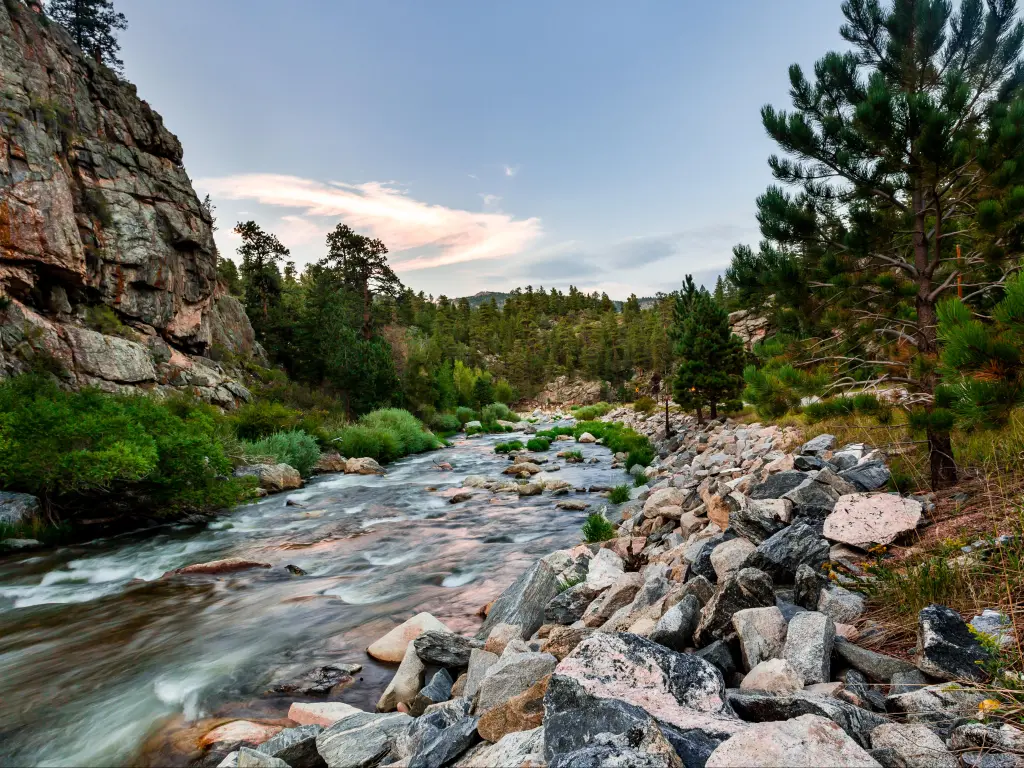 Big Thompson river landscape in the Roosevelt National Forest in Colorado